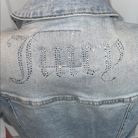 JUICY COUTURE LOGO RHINESTONE CROP DENIM VEST DENIM BLUE SIZE MEDIUM NWT - Picture 5 of 10